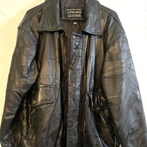 BOMBER MED Black Napoline Leather Outfitters MEN Vintage Genuine Leather Jacket